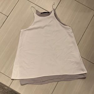 Zara white w/grey silk elegant blouse, Small